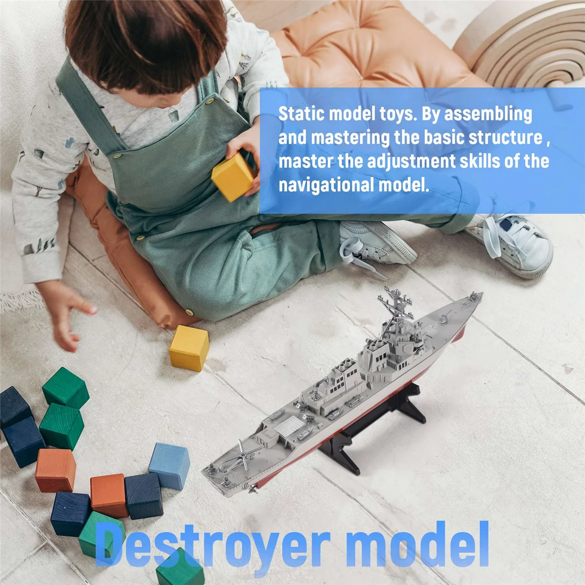 Guided Missile Destroyer Ship Model Static Toys with Display Stand Warship Model DIY Educational Toys Hobbies Children Gift image 6