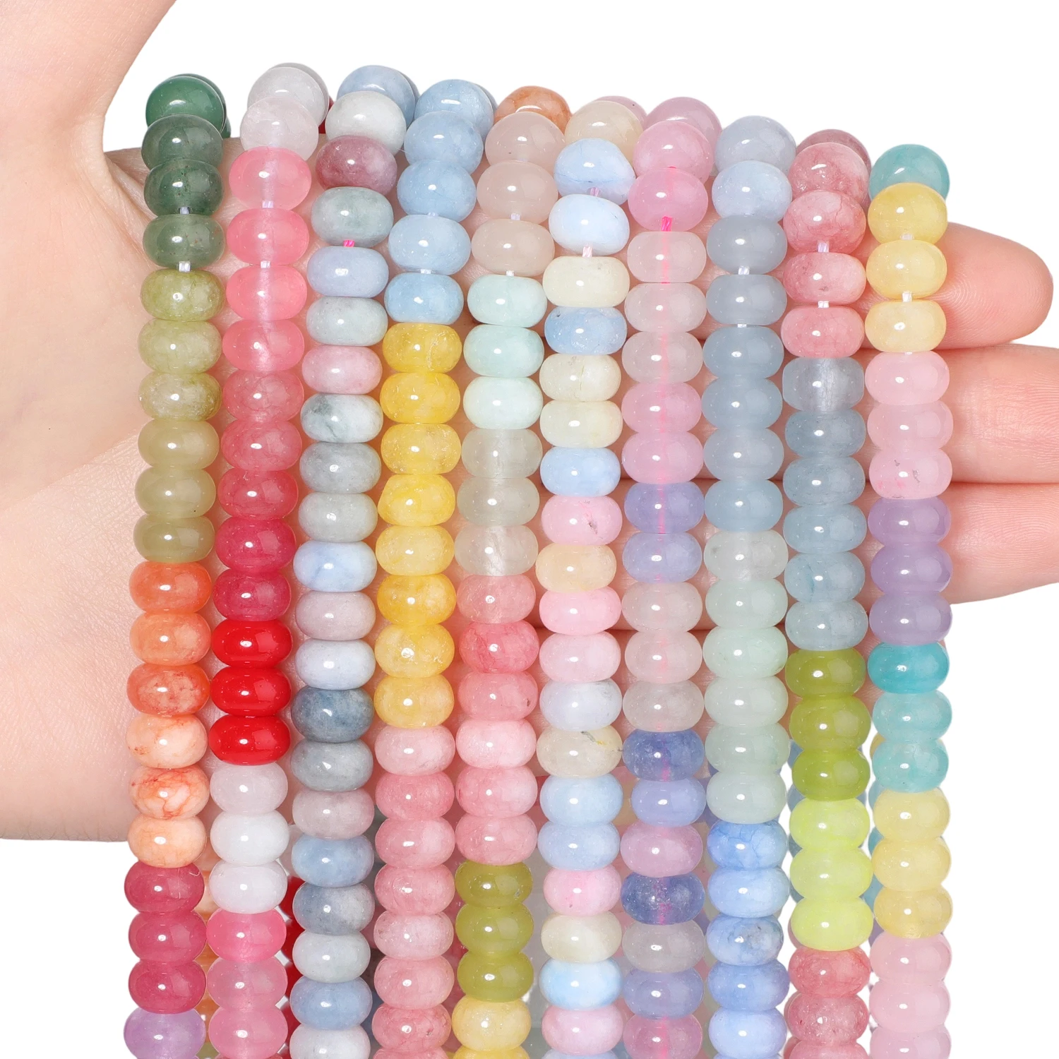 5x8mm Natural Jade Stone Beads Morganite Abacus Shape Rondelle Spacer Beads For Jewelry Making Diy Beading Accessories 15inch