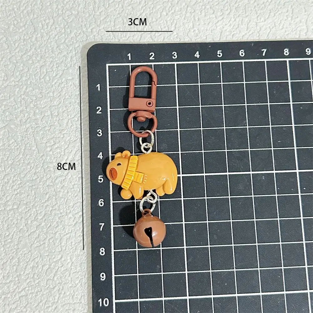 Portable Cute Bell Capybara Keychain Resin Funny Animal Keyring Cartoon Delicate Capibara Bag Hanging Pendant Girlfriends image 6