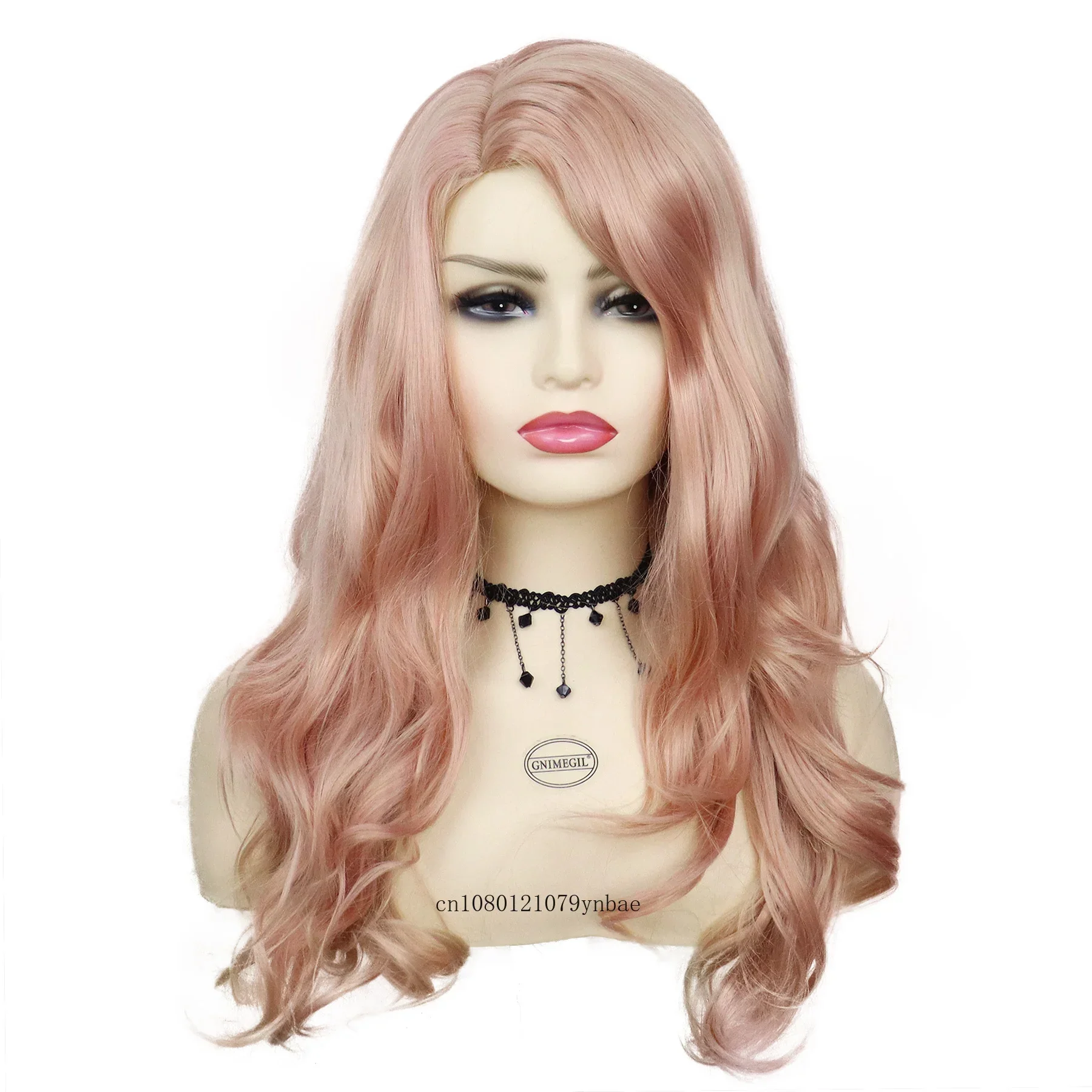 Różowa Peruka Syntetyczne Długie Kręcone Peruki dla Kobiet Lady Girls Cosplay Lolita Peruka Halloween Karnawał Kostium Impreza Użyj Naturalny Wygląd