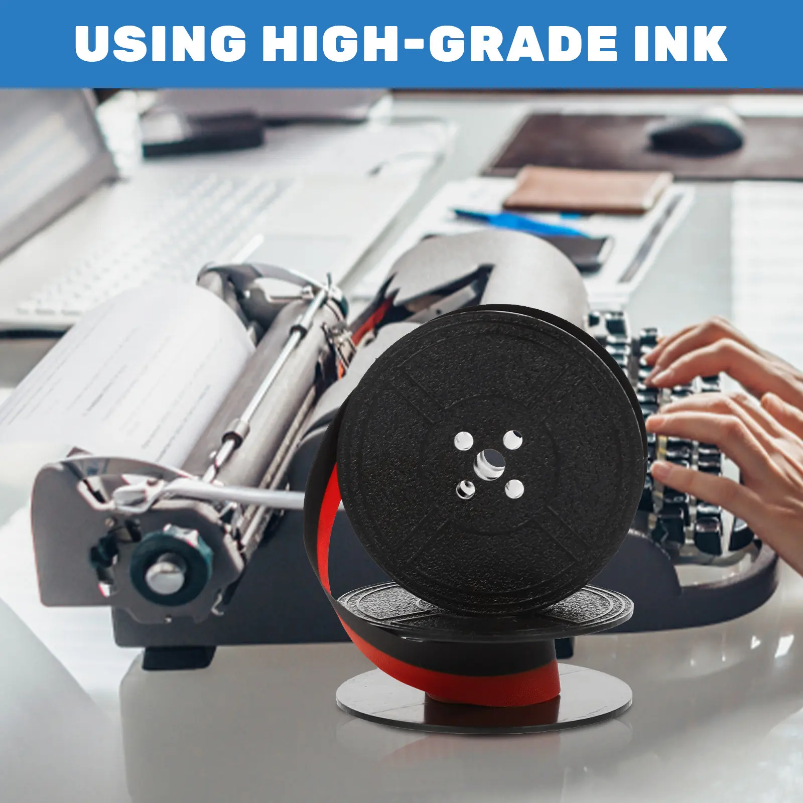 Universal Twin Spool Typewriter Ribbon Professional Wear-Resistant Nylon Ink Ribbon High Ink Absorption Clear Printing Quick