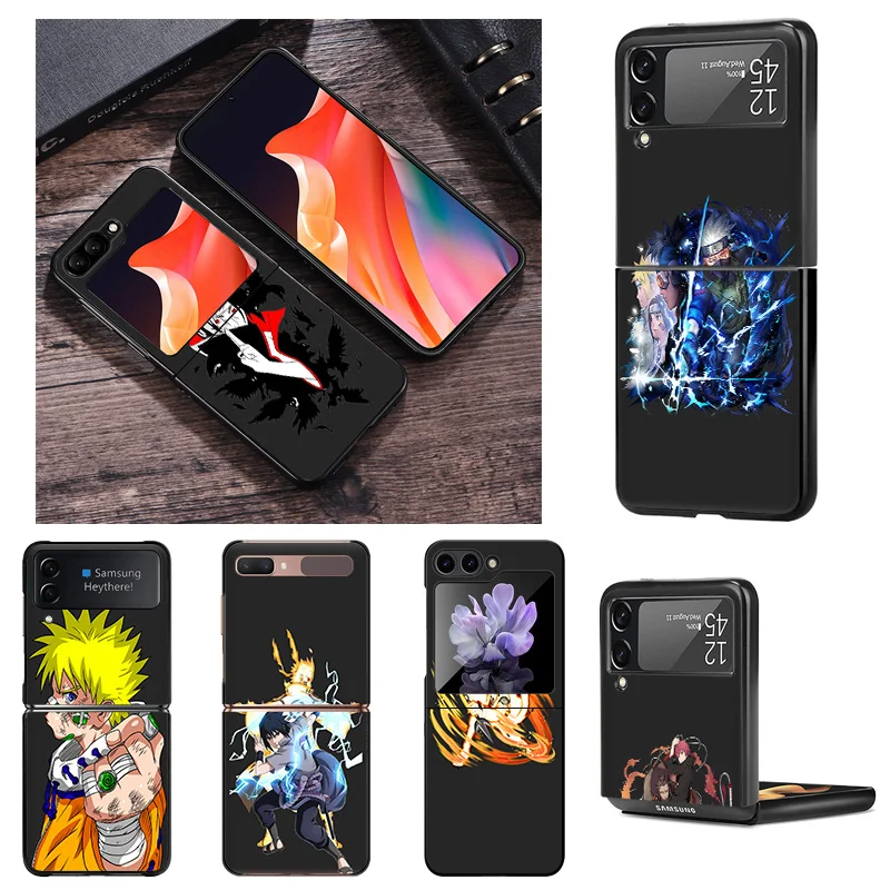 Anti-Drop Black Hard Phone Case For Samsung Galaxy Z Flip6 Flip5 5G Flip4 zflip 6 5 4 3 N-Narutos Uchihas Itachis Shell Cover