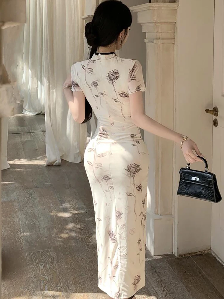 aesthetic korean bodycon dress Korean Fashion Open Shoulder Long Sleeve Side Slit Bodycon Dress (Whit   The Kawaii Factory