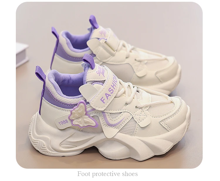 Mädchen-Sneaker mit dicker, weicher Sohle, rutschfeste Kinder-Laufschuhe mit Klettverschluss, 2026 neue Mode, bequeme Kindersportschuhe – Detail 2