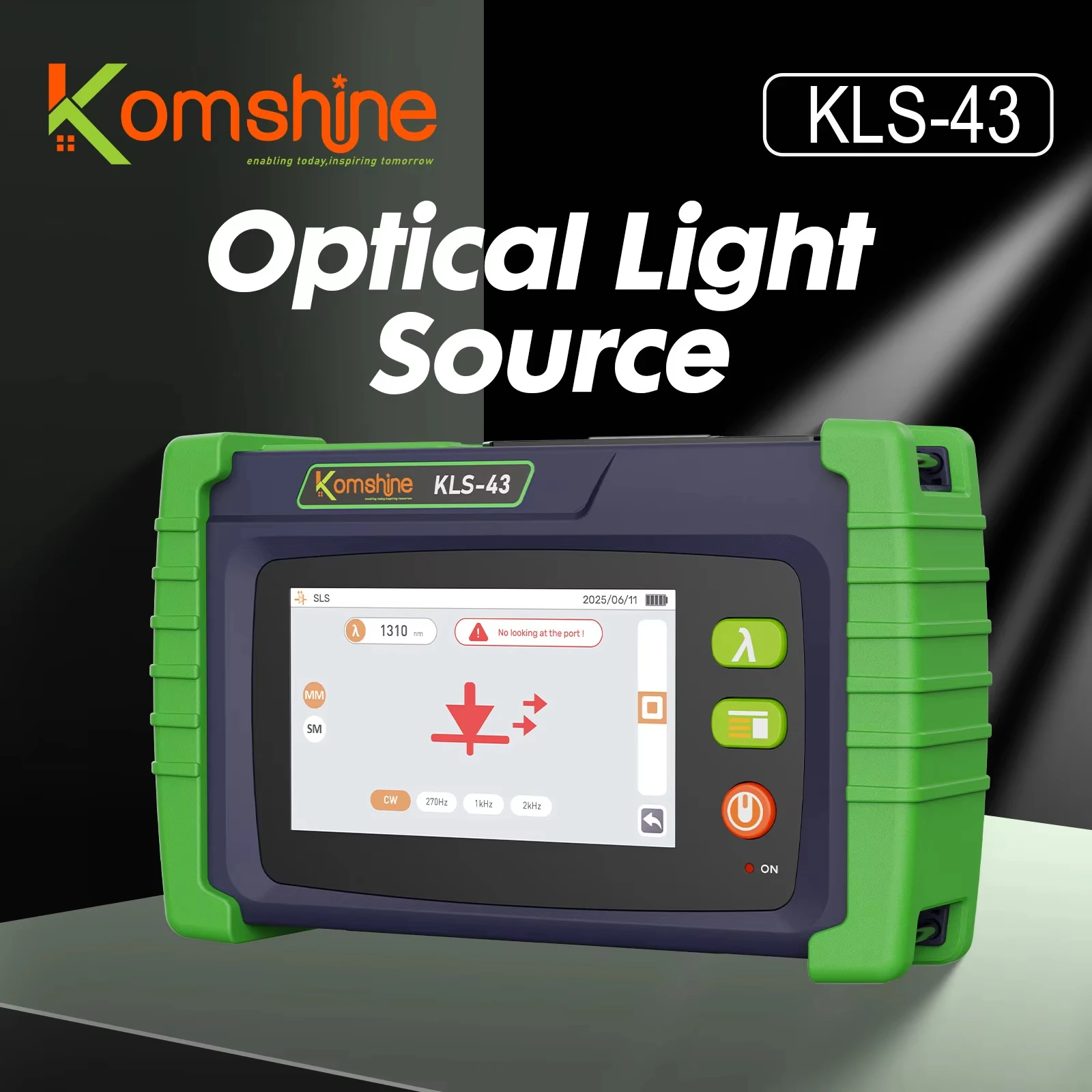 KOMSHINE Optical Light Source KLS-43 with 4.3 inch Color Screen Wavelengths 850 1300 1310 1490 1550nm to choose SM MM MS PON