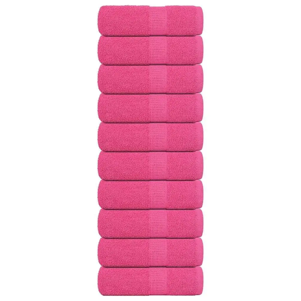 10 Pack Pink Guest Towels 30x50 cm | Ultra-Soft 100% Cotton, 360 GSM Absorbent Bathroom Towels