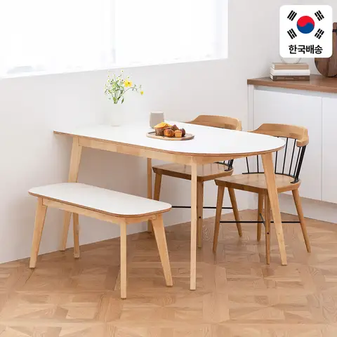 [싯존] 유카리 반타원형 원목 식탁 테이블 3size