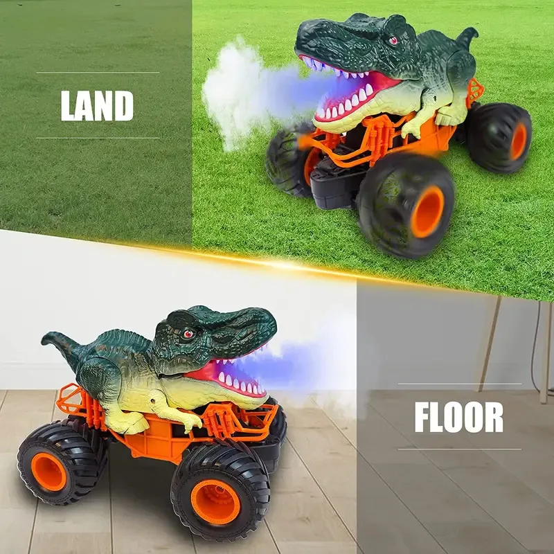 TOPMAYA Op afstand bestuurbare auto Kinderspeelgoed 2,4 GHz RC Auto Speelgoed Monster Dinosaurus Truck Met Licht Geluid Spray All Terrain RC