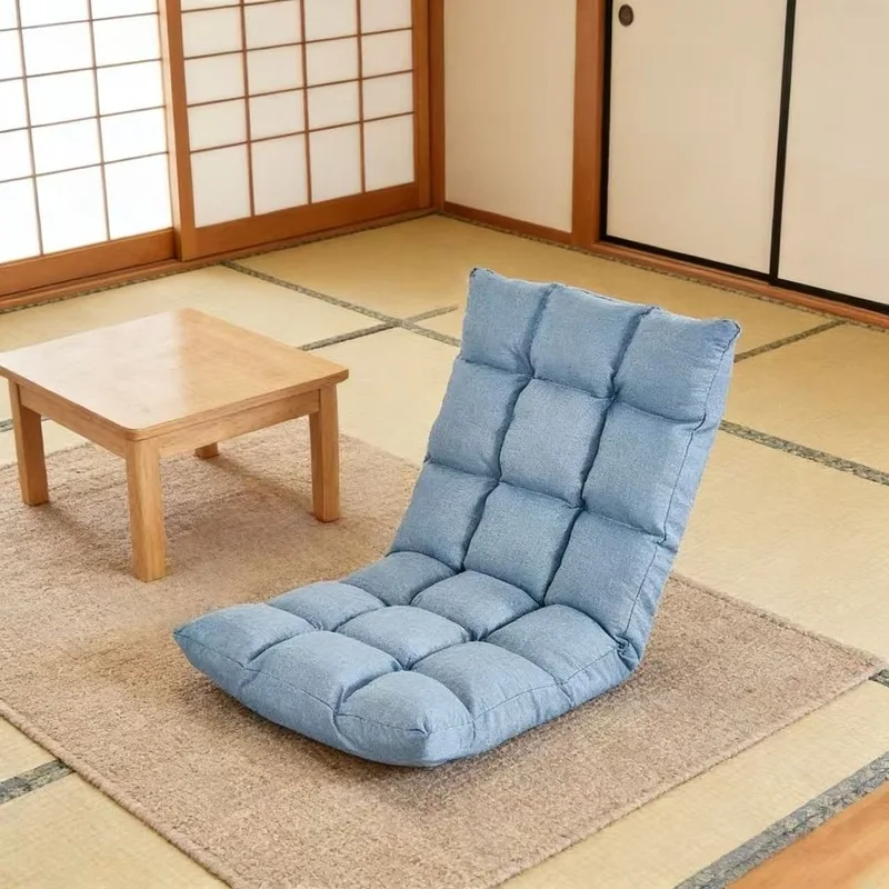 Foldable Tatami Lounge Chair with Armrest, Multi-angle Reclining Floor Sofa Bedroom & Bay Window Relaxing