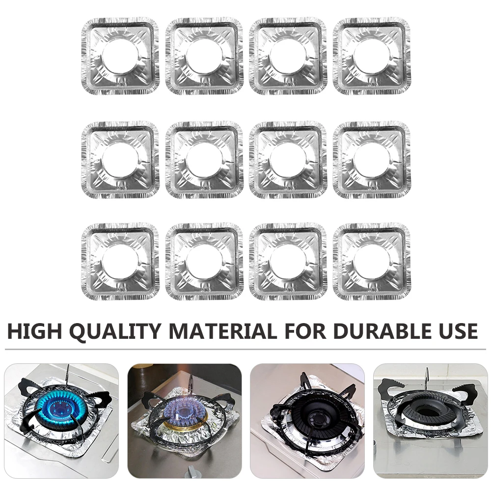 

50 pcs Anti Oil Cleaning Pads Durable Stove Liners Non Stick Aluminum Foil Gas Burner Covers Disposable Kitchen Tools Practical