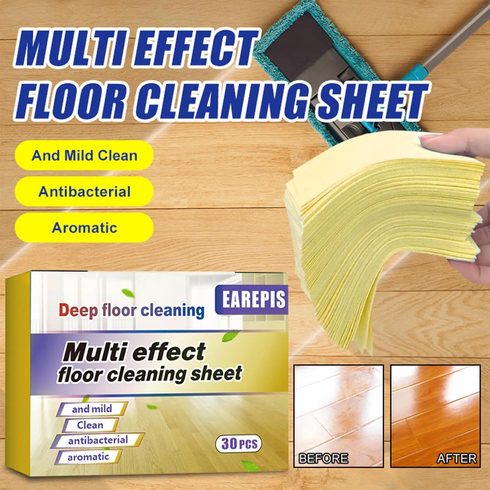 Floor Cleaning Tablets 30 Pcs Deep Clean Mopping Solution Water Soluble Sheets Safe For Hardwood Tile Laminate Marble Pet