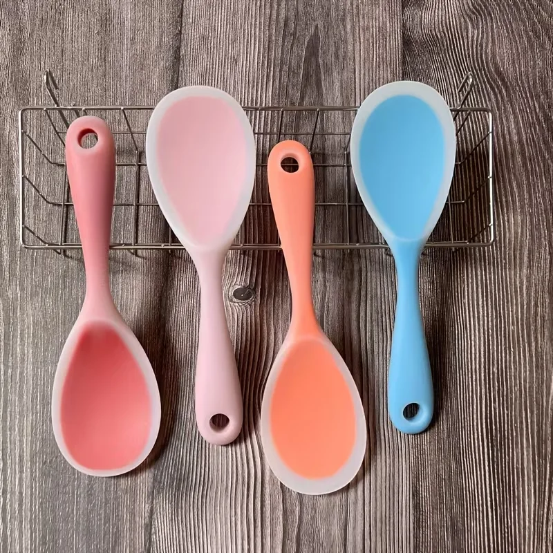 1pcs Food Grade Silicone Rice Spoon - Non-Stick & Heat Resistant, Protects Non-Stick Pots Rice Paddle Safe for Non-Stick Coating