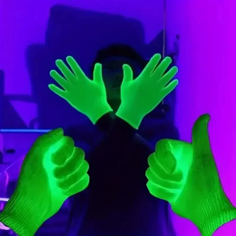 1-30Pairs Fluorescent Green Gloves Glow In UV Neon Glove Party Supplies Glow in Blacklight UV Light Bar Theme Party Decor Unisex