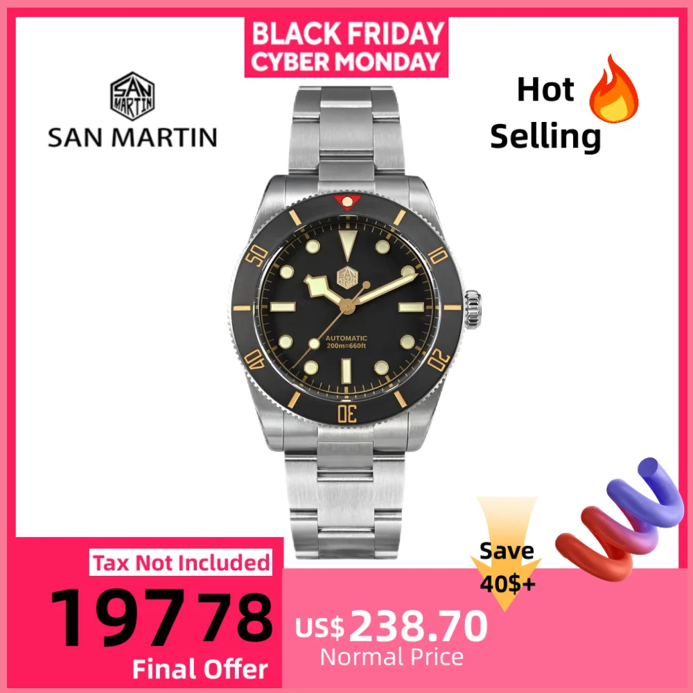 

San Martin 37 мм матовый безель NH35 BB54 Винтажные часы для дайвинга для мужчин с автоматической быстрой регулировкой C3 BGW-X1 Lume 20ATM Reloj SN0138