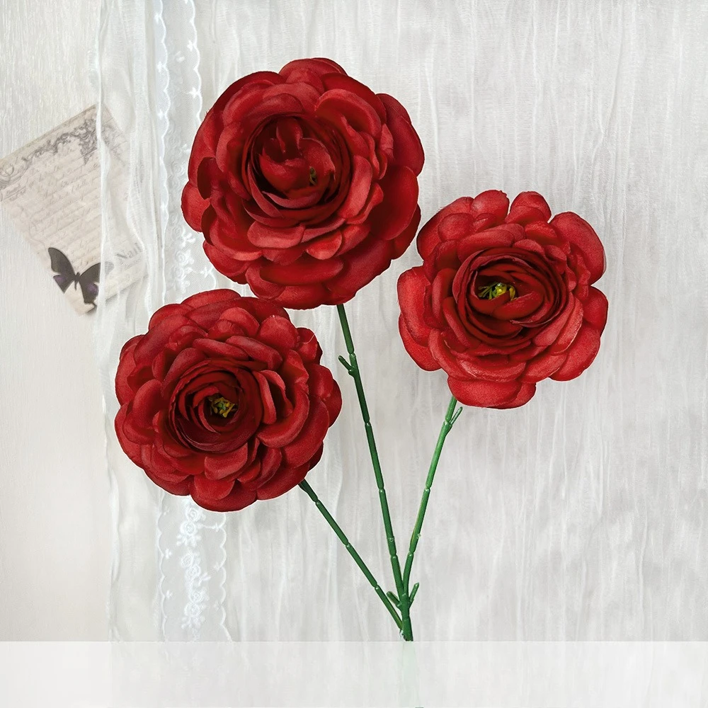 10 Stück Künstliche Blumen Seiden-Lotus Schlafzimmer-Deko Lila Kunstblumen 3-Zweig-Lotus Tischdekoration – Detail 12