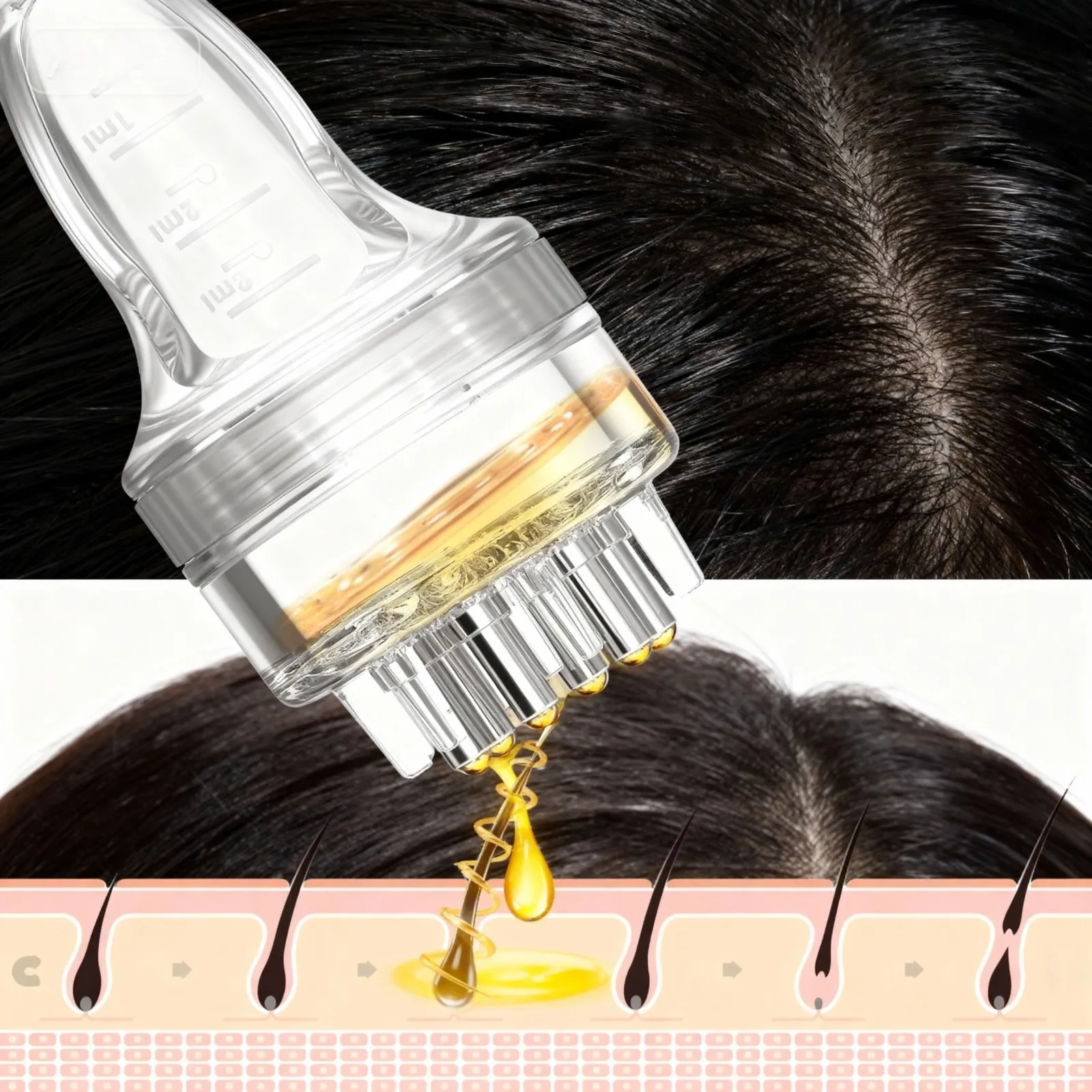 

Специальный аппликатор Minoxidil, быстрая эффективная нанесение кожи головы, не беспорядок, инструмент для сыворотки для волос с аппликатором, кисточка-капельница для бутылок