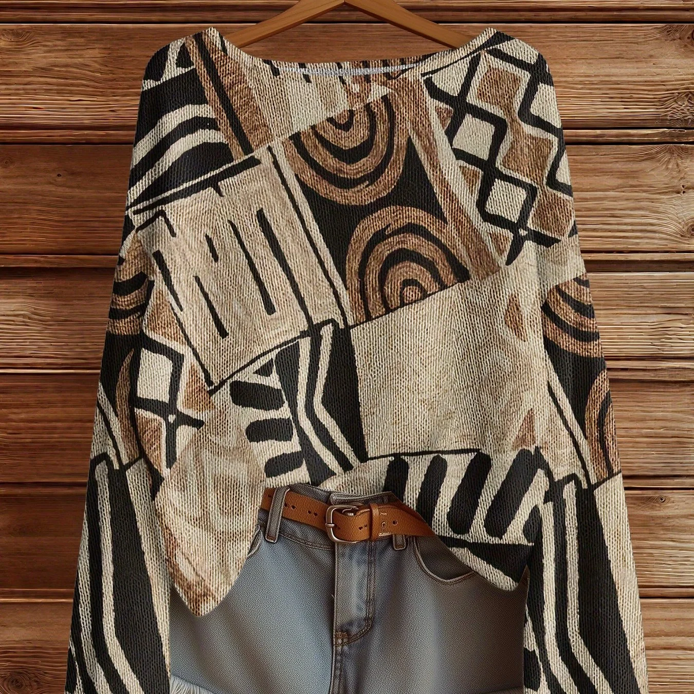 

Vintage sweater Autumn Winter tribal Pullover bohemian Sweater For Women Casual Knitwear Female Clothing Soft Streetwear Tops