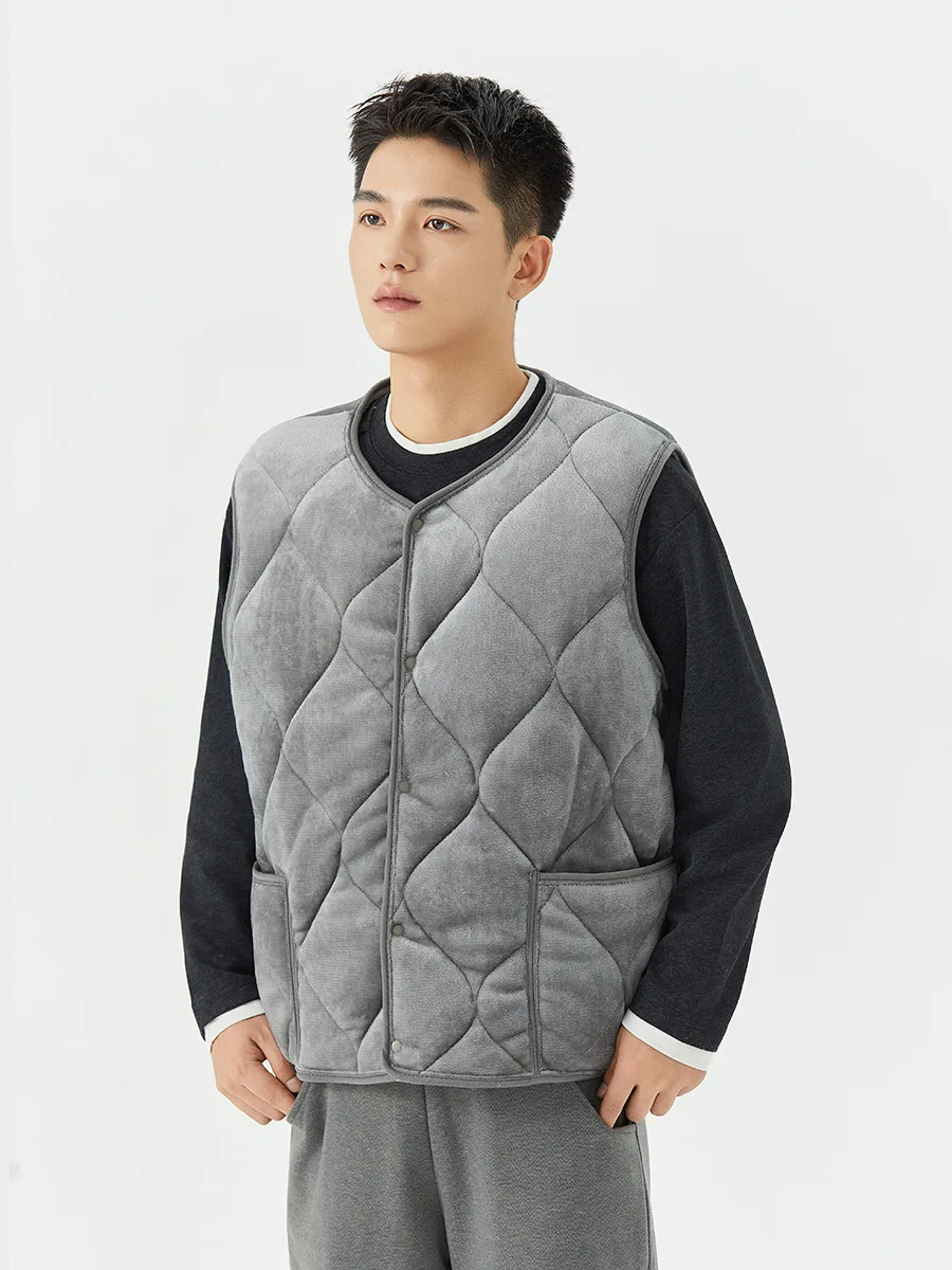 

Осенне-зимний жилет на флисовой подкладке для мужчин, однотонные стеганые утепленные майки, куртка, повседневная модная теплая куртка без рукавов