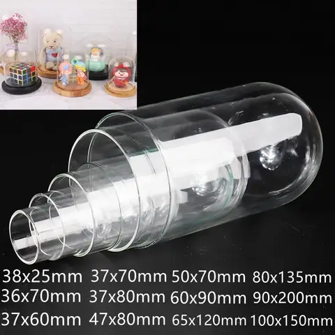 1-5pcs Glass Flower Display Cloche Bell Jar Dome Immortal Preservation Everlasting Flower Glass Cover Home Decor Vases Cloche