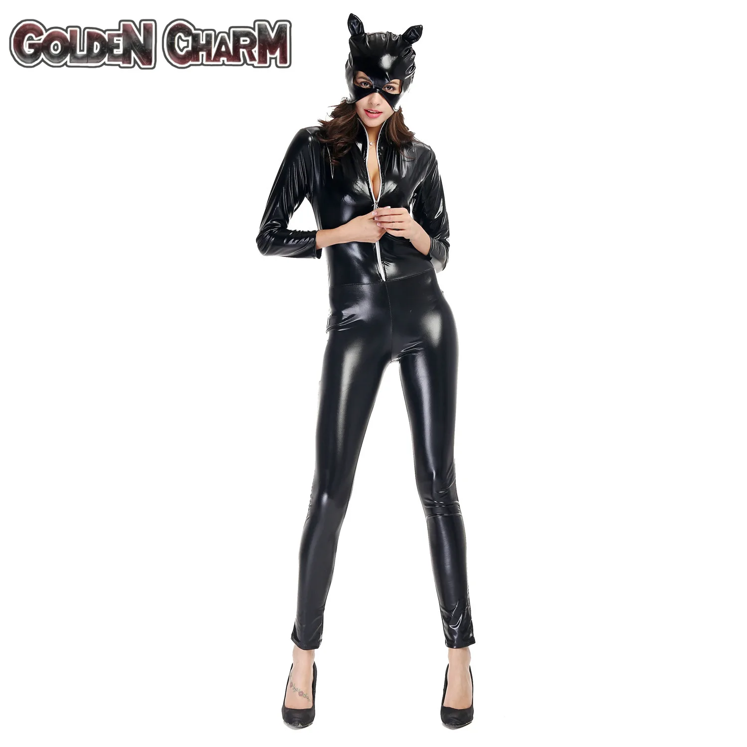 

Catwoman Sexy Latex Bodysuit for Women Adult Halloween Cosplay Costume Comic Con Superhero Party Jumpsuit Full Set