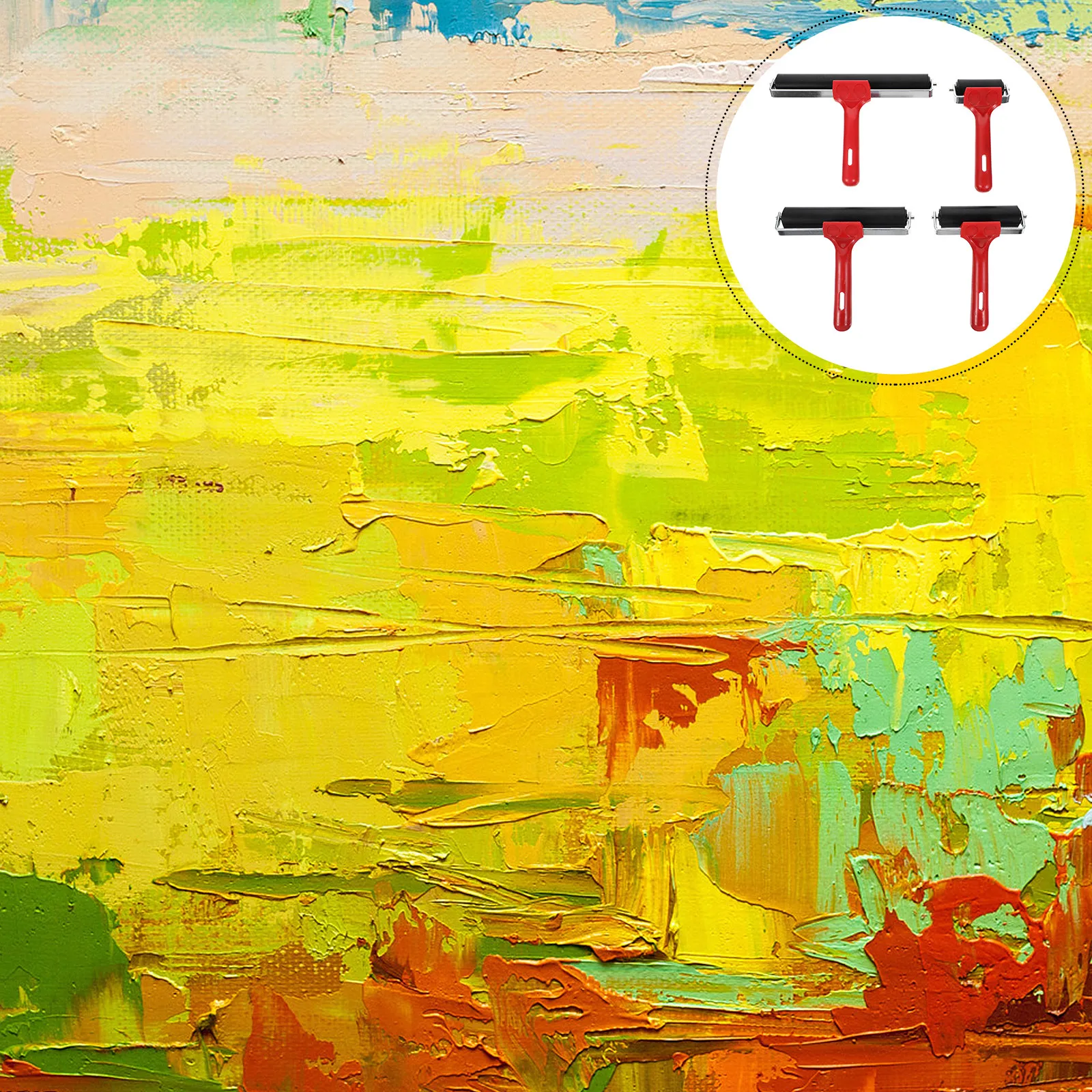 

Набор из 4 высококачественных резиновых валиков для нанесения чернил, клея, штамповки, рисования, скрапбукинга, обоев и DIY-проектов