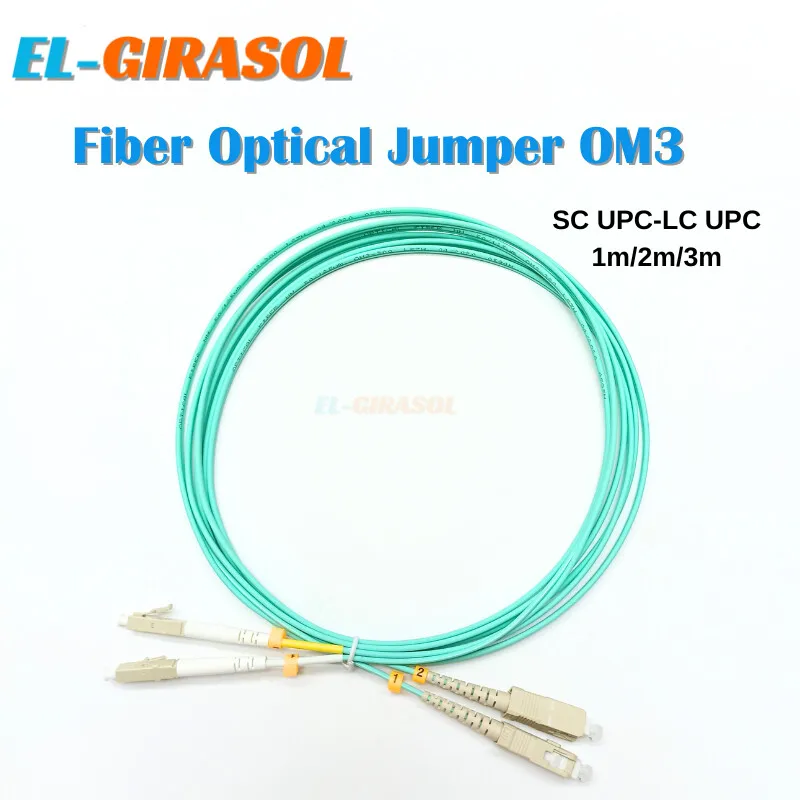 Sc upc-lc upc multi-mode om3 jumper cabo, 2.0mm, patch cord de fibra óptica, 1m/2m/3m, 10 pcs/lot