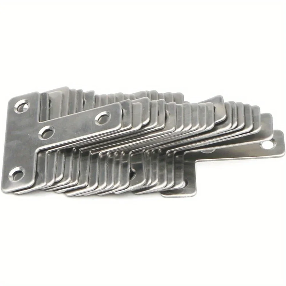 

20PCS Angle Plate Corner Brace Flat T Bracket Connector 90 Degree Right Angle Fixing Repair Plated Joint Bracket Furniture