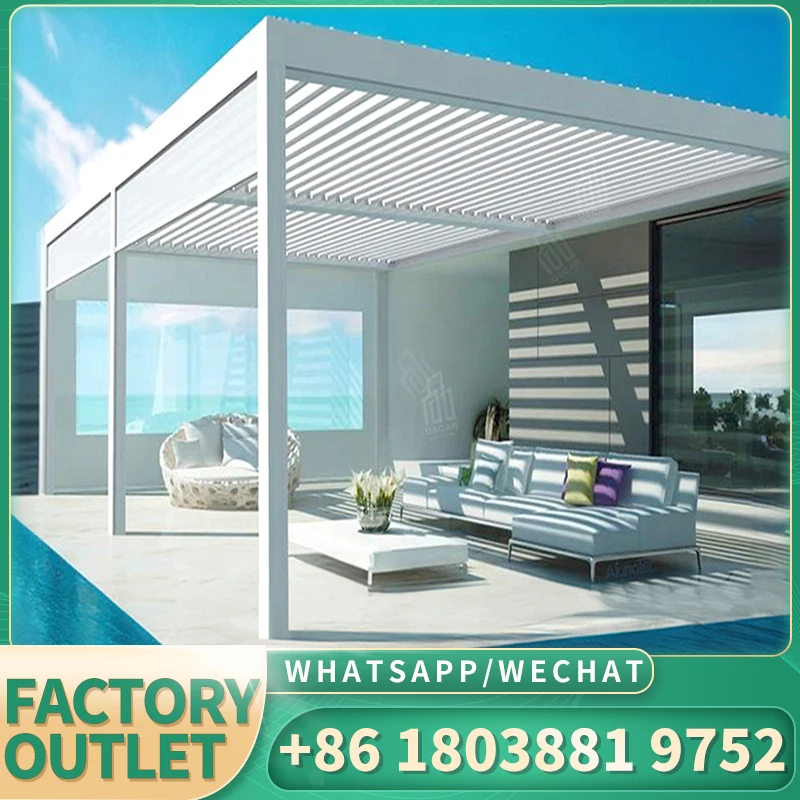 

Motorized waterproof Folding Patio PVC Smart Automatic Electric Retractable Roof outdoor Aluminum Pergola Awning