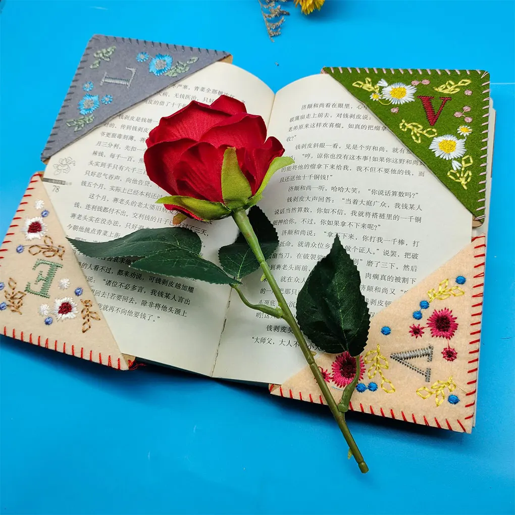 Felt Personalized Hand Embroidered Corner Bookmark Gift For Book Lovers Meaningful Gift