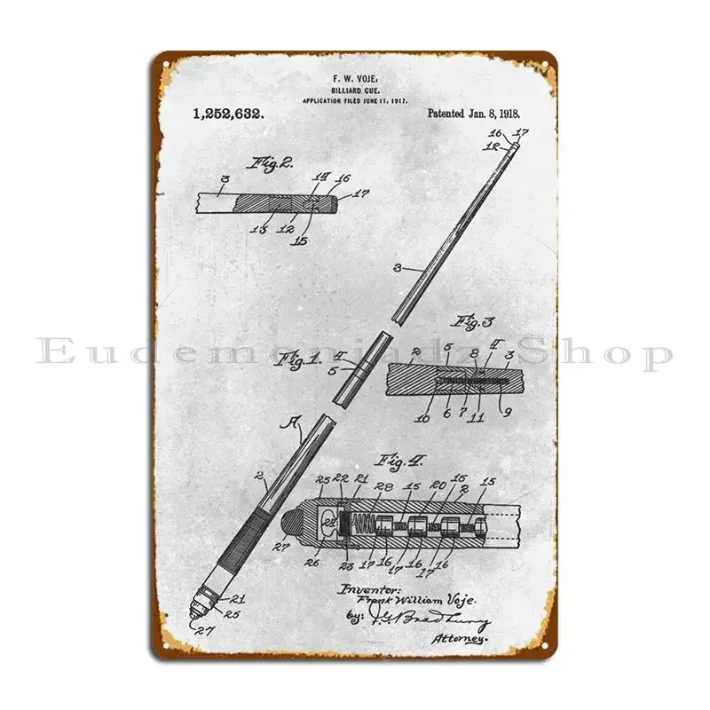 No145 Billiard Cue Metal Sign Retro Garage Garage Printed Pub Plates Tin Sign Poster