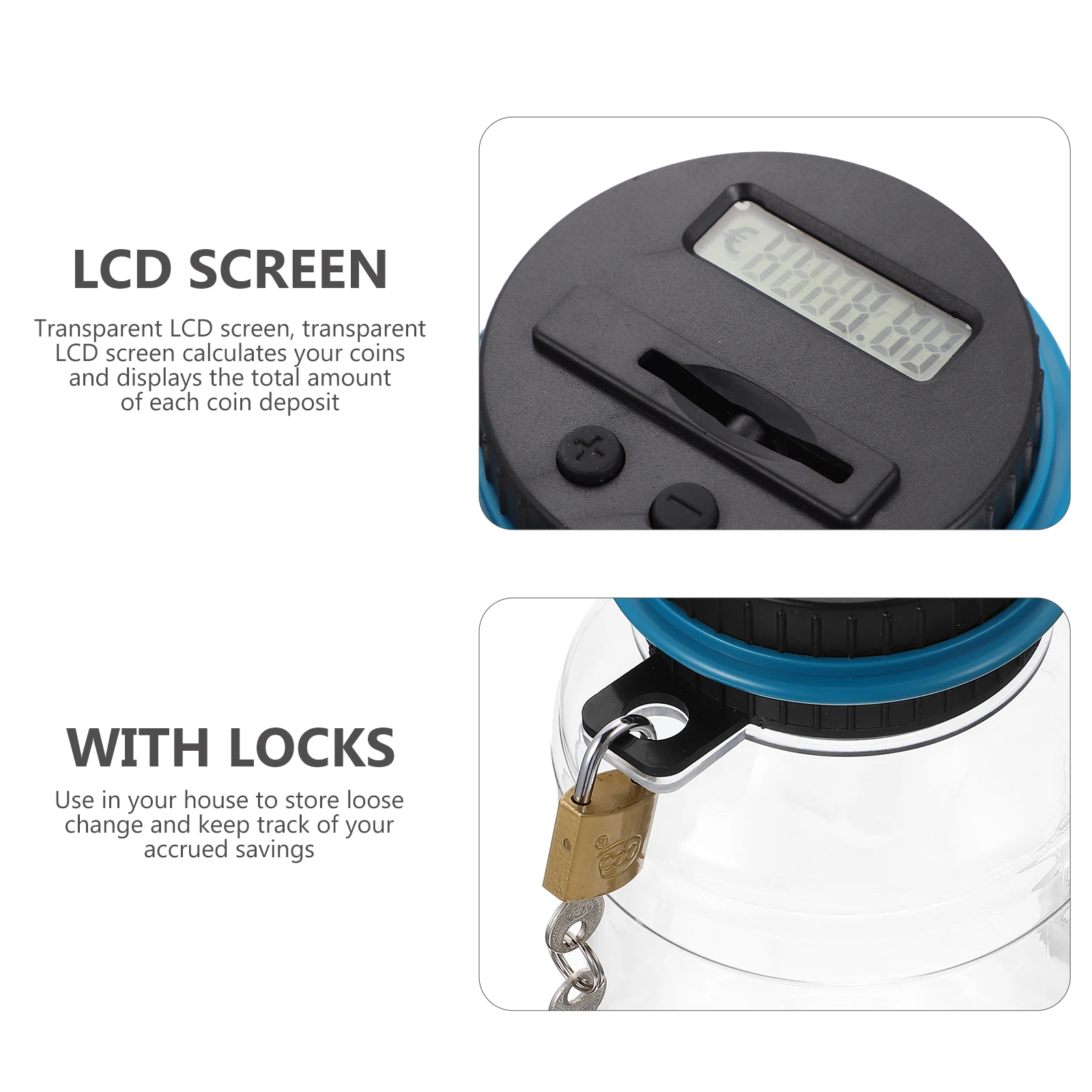 شاشة رقمية قابلة للقفل، بنك عداد شفاف، هدية عيد ميلاد إبداعية، بنك عداد شفاف، حساب رقمي، جرة توفير المال، عملة معدنية