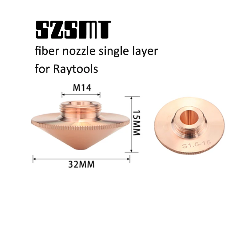 

Оптоволоконная Лазерная насадка диа32 мм, Высота 15 мм, резьба M14 с однослойным/двухслойным хромированным покрытием для волоконной лазерной режущей головки Raytools