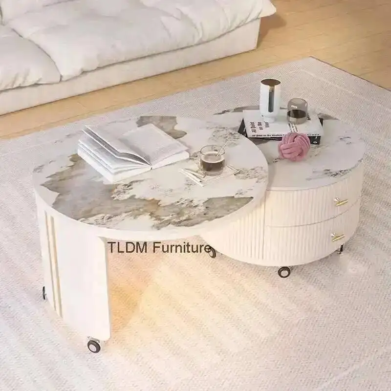 Mesa de centro moderna redonda luxo nórdico único simples mesas de centro glam efeito mármore mesa de centro sala móveis da sala estar