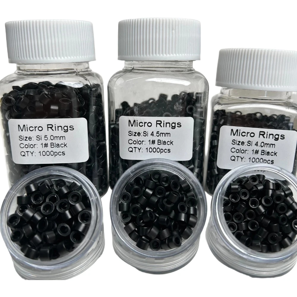 

5.0 4.5 4.0mm Silicone lined Micro Rings Silicone Links Beads For Hair Extension I tip