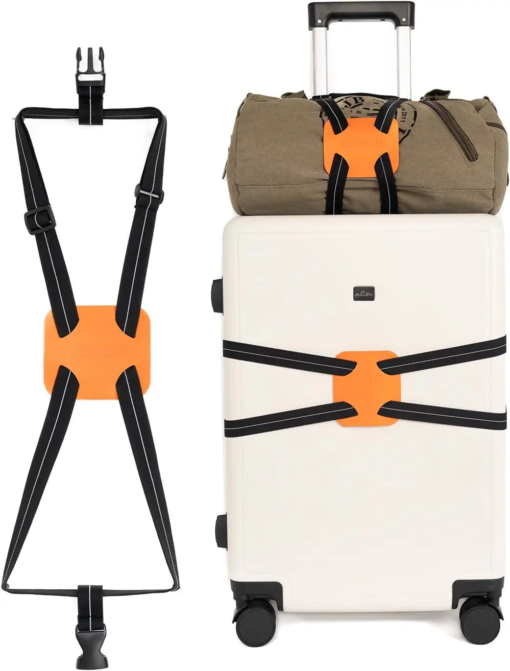 

Регулируемые эластичные ремни для багажа для безопасных путешествий, черный/оранжевый, 1 шт.