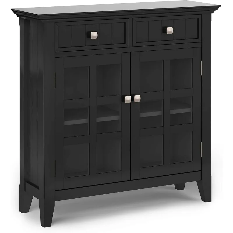 Acadian SOLID WOOD 36 inch Wide Transitional Entryway Hallway Storage Cabinet in Black