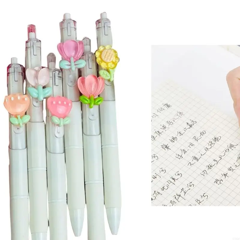 C90C 6PCS格納式ジェルペンゲルペンペン0.5mmチップ、スムーズに補充可能なジェルペンオフィスの学生教師のための署名ペンを書く