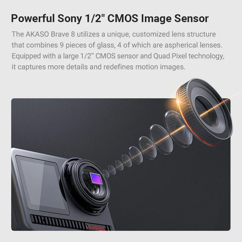 AKASO Brave 8 Waterproof Action 4K60fps Dual Color Screen Sports Cam 20MP SuperSmooth Vlog 10m Body Waterproof DV