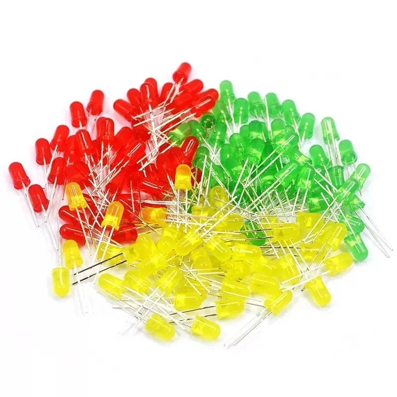 500PCS 5MM LED Light Emitting Diode White Red Yellow Blue Green F5 LED Diode Assortment Kit LED Lamp For Arduino Electronics DIY