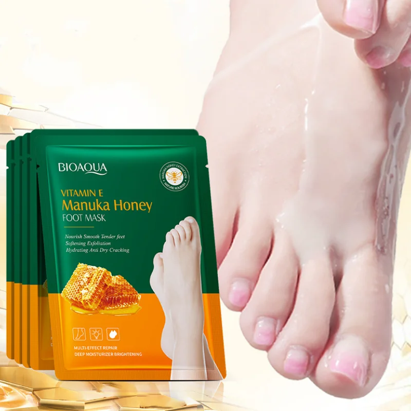 BIOAQUA Honey Exfoliating Foot Mask Feet Pedicure Dead Skin Moisturizing Foot Exfoliator Feet Masks Skin Care