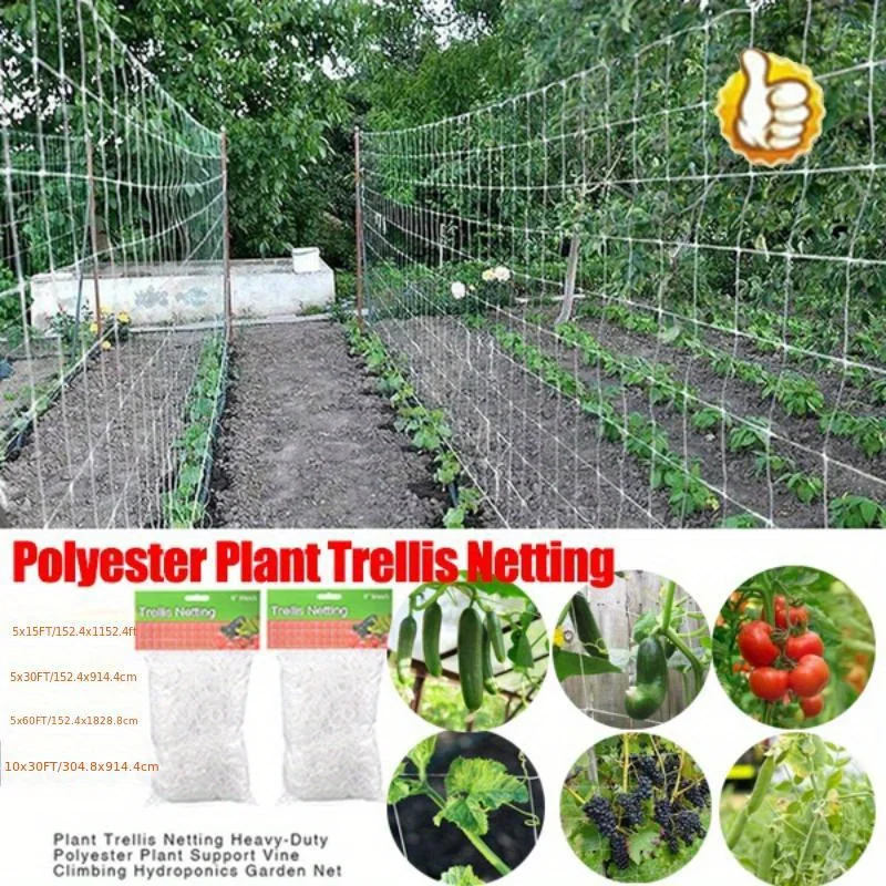 Garden Plant Trellis Netting Garden Square Mesh Netting for Climbing Plants Outdoor, Fruits, Vegetables, Vines, Grow Tents