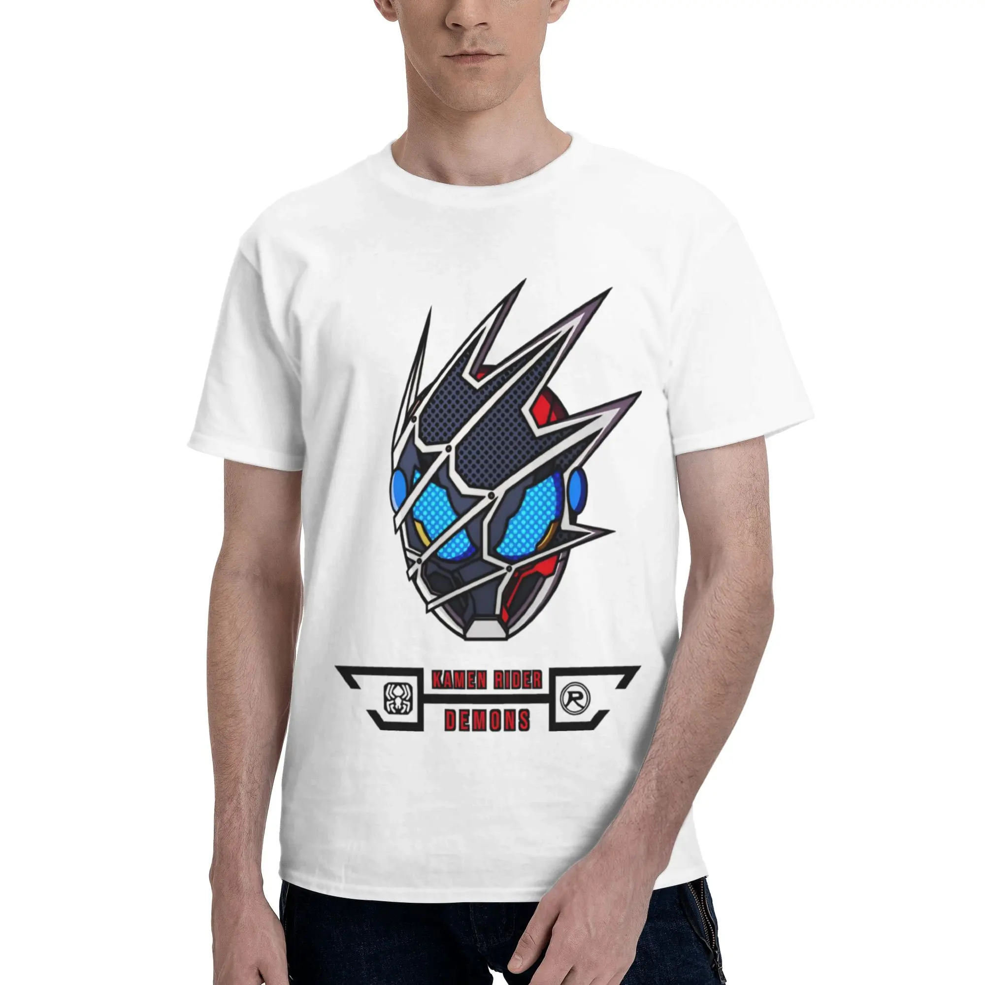 REVICE DEMONS SPIDER Men's T Shirt Kamen Rider Casual Tee Shirt Short Sleeve Round Neck 100% Cotton Printed Clothes T-Shirt