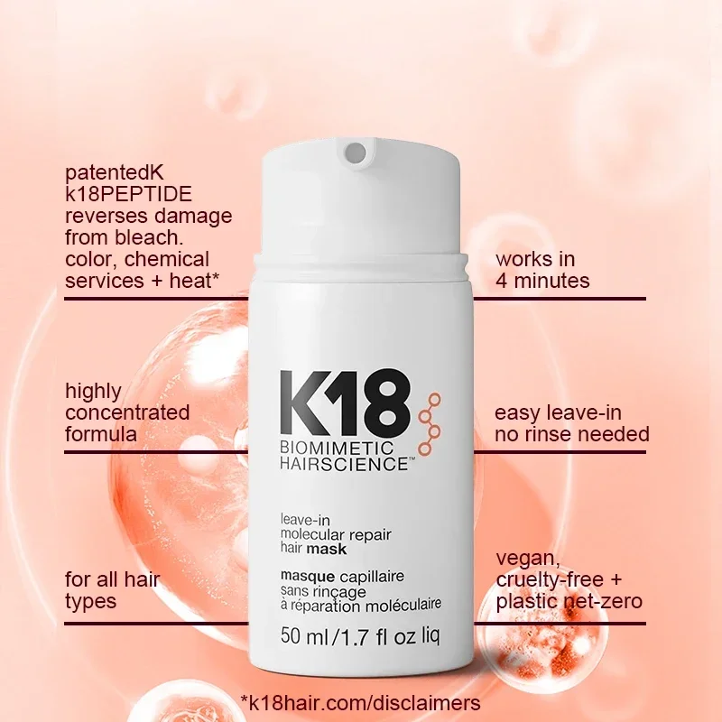 50ml K18 Hair Treatment Original Leave-In Molecular Repair Hairs Mask Damage Restore Soft Deep Keratin Scalp Treatment Hair Care