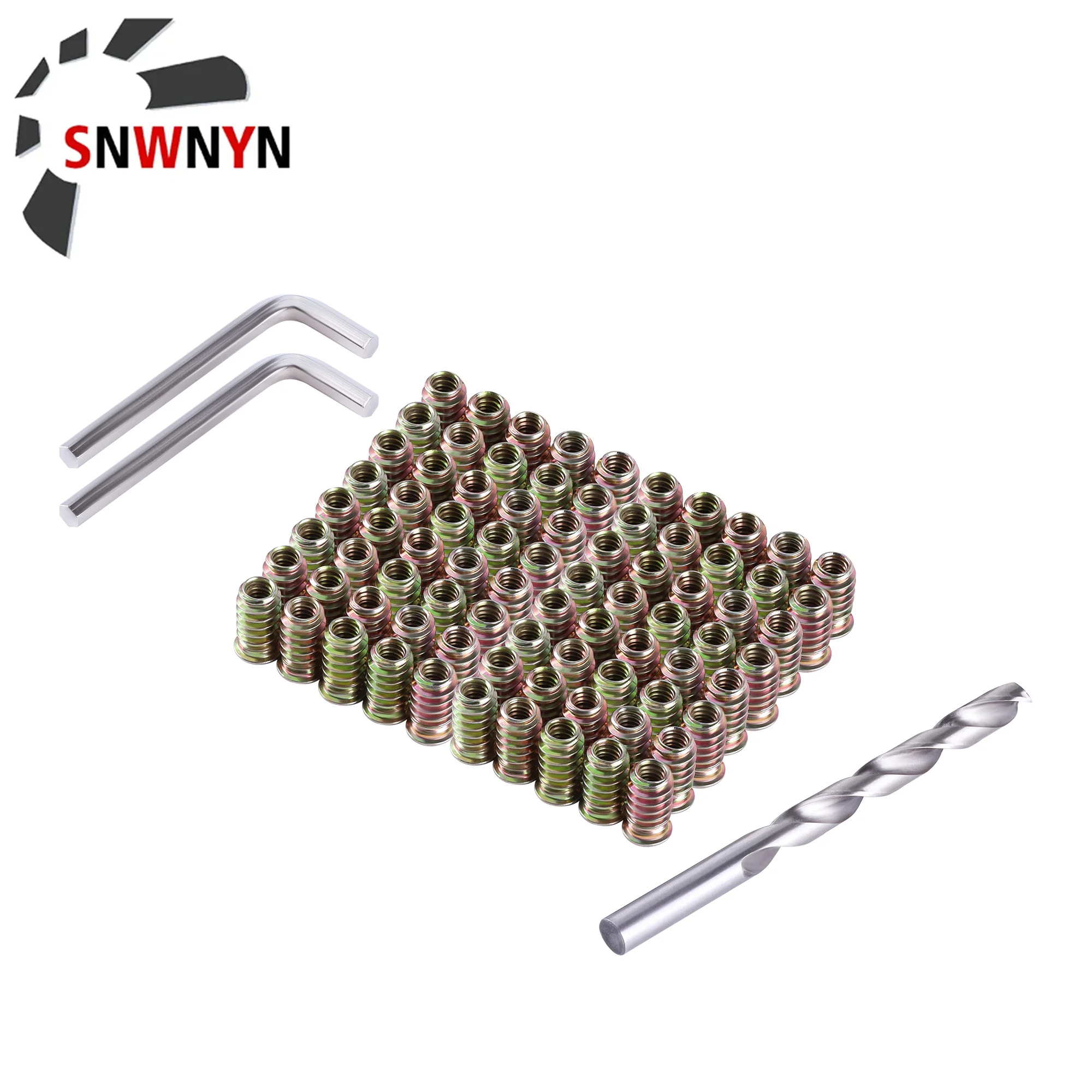 Flanged Hex Drive Furniture Iron Nut Surface Zinc Plating Inside Threaded Hex Drive Inserts Nuts For Wood Furniture 20/50/80pcs