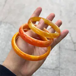 Yellow Pure Myanmar Jade Bracelet Jade Bangle Jadeite 52~66mm Jasper Bangles Fit Adult Women Hand Jewelry For Mother Gift
