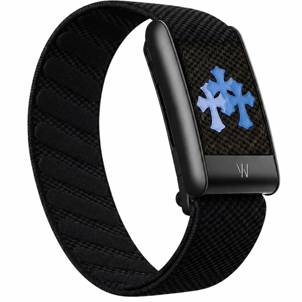 For WHOOP 5.0 MG Nylon Woven Cross Print Strap U Shape Metal Buckle Sport Replacement Wristband Fitness Band