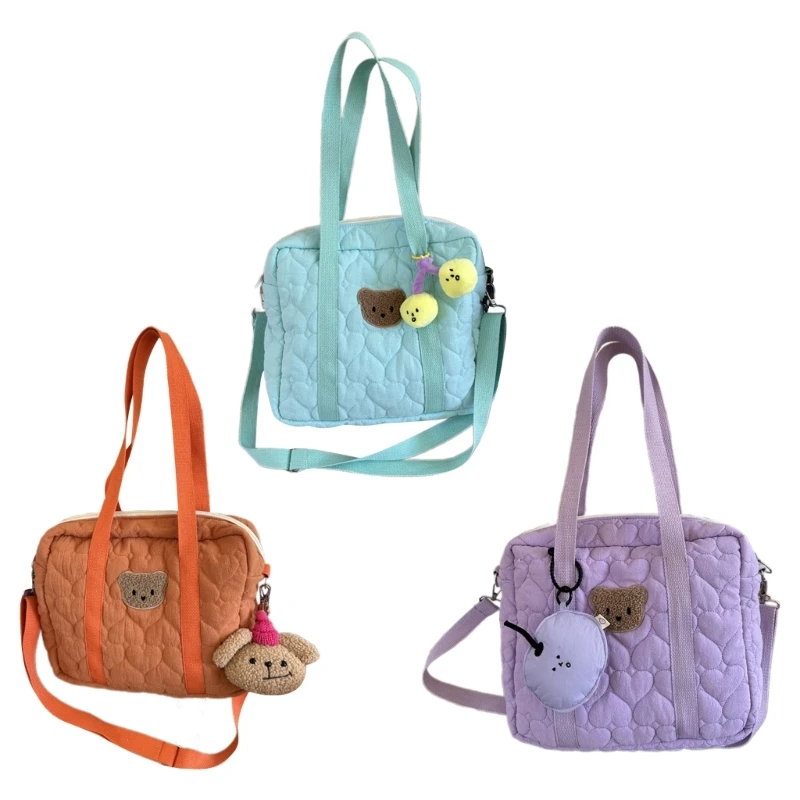 Bolso bandolera Bolsa almacenamiento viaje Bolsos hombro oso bordado Bolso acolchado