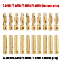 5/10 paia 2.0mm/3.0mm/3.5mm/4.0mm/5mm/5.5mm/6mm/8mm batteria RC placcato oro spina a Banana proiettile maschio femmina connettore a Banana