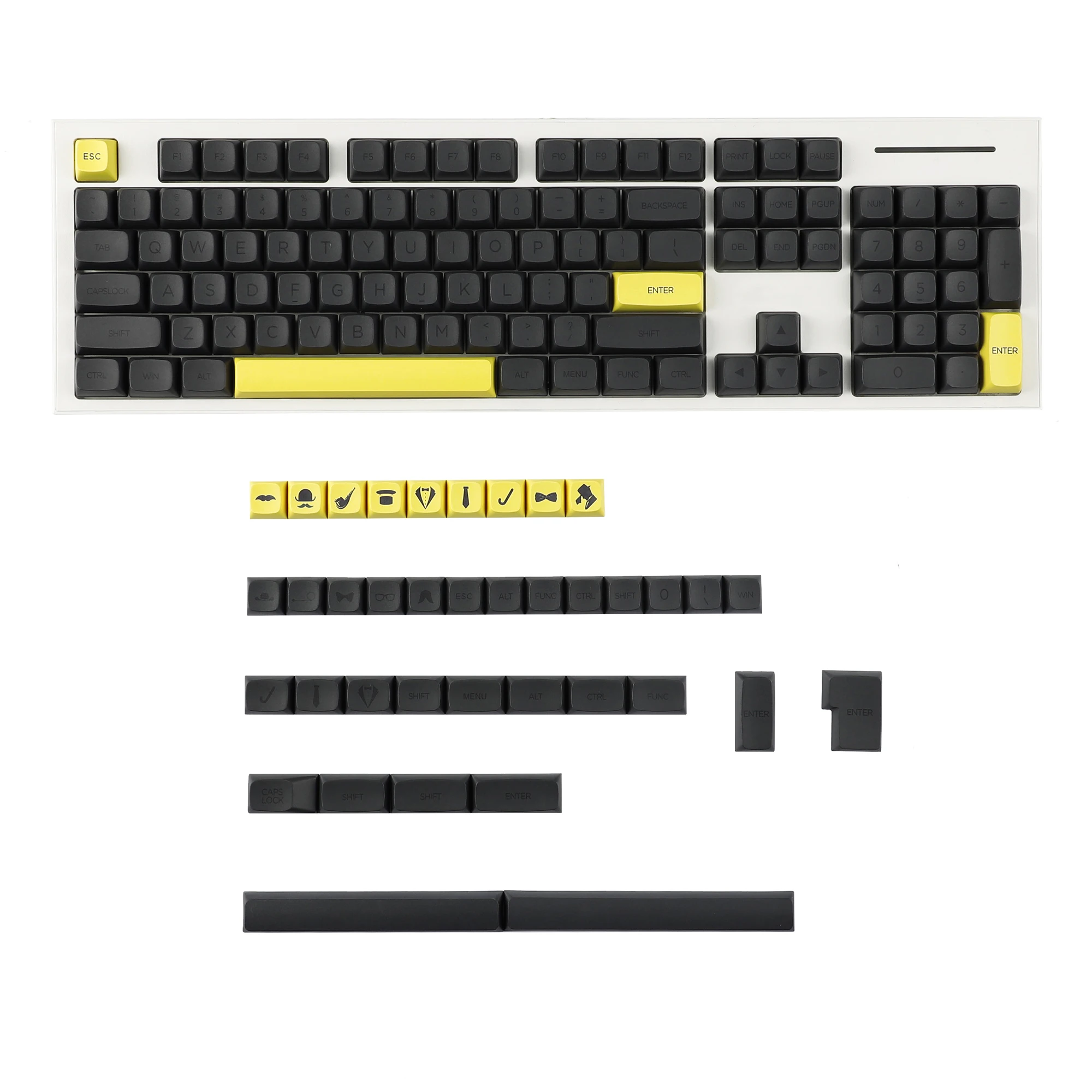 Gentleman Style 142 Keys Dye Sub PBT Keycaps ZDA Profile XDA v2 For MX Switches Keyboard 104 96 84 68 64
