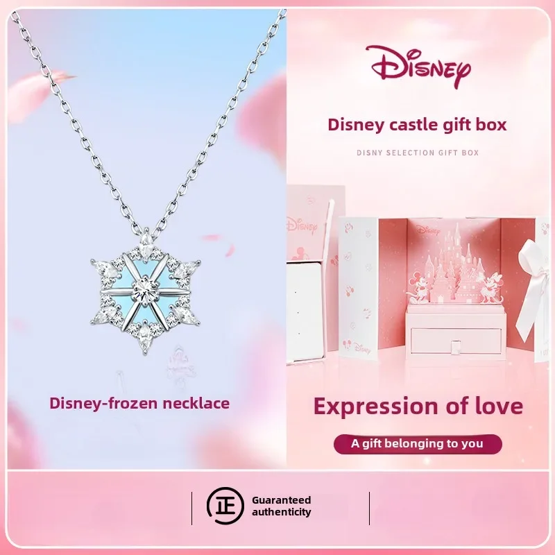 Genuine Disney Frozen Series Necklace New Sterling Silver Accessories Girls Birthday Gifts